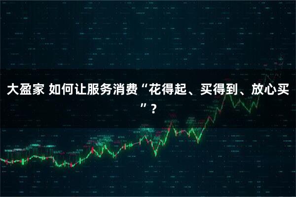 大盈家 如何让服务消费“花得起、买得到、放心买”？